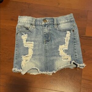 Stylish Blue Distressed Denim Skirt